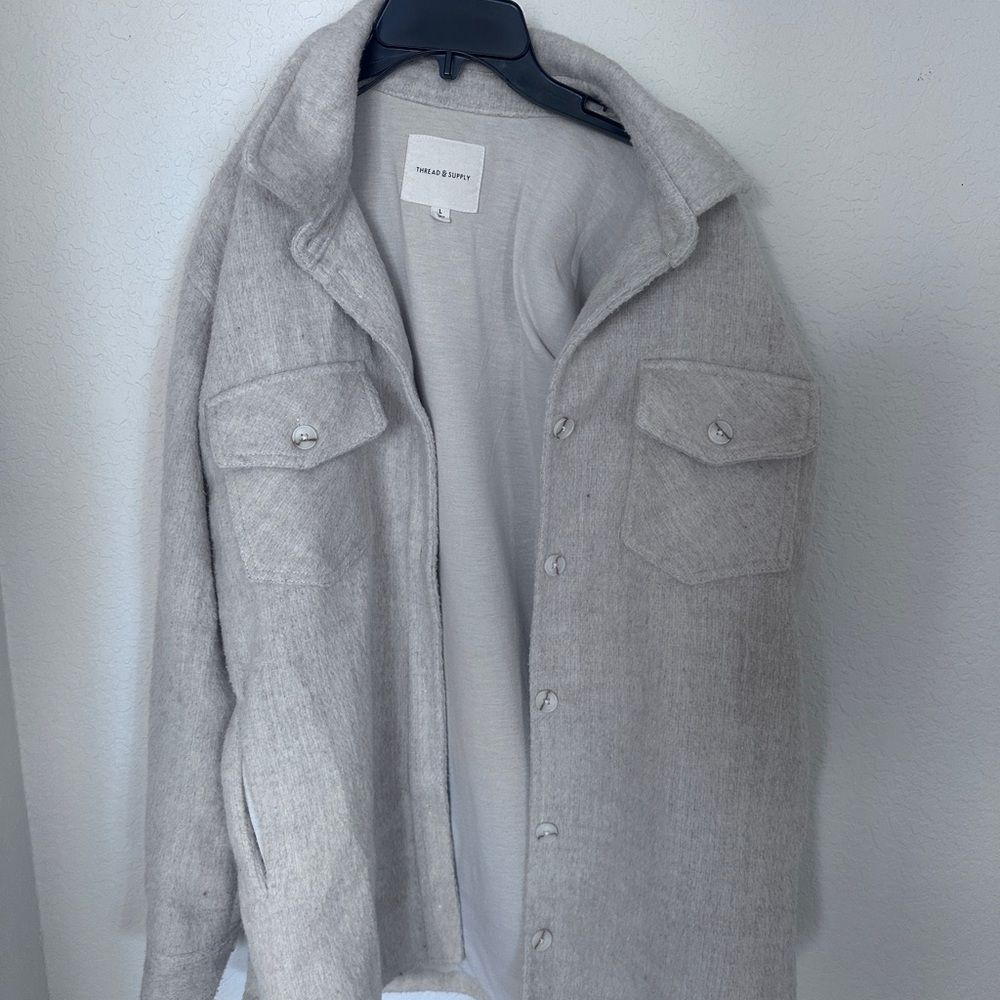 Thread & Supply Light Gray Shirt Jacket